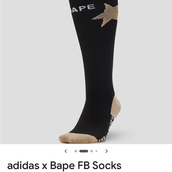 Babe Adidas Black and Gold Socks NWOT - Picture 3 of 6
